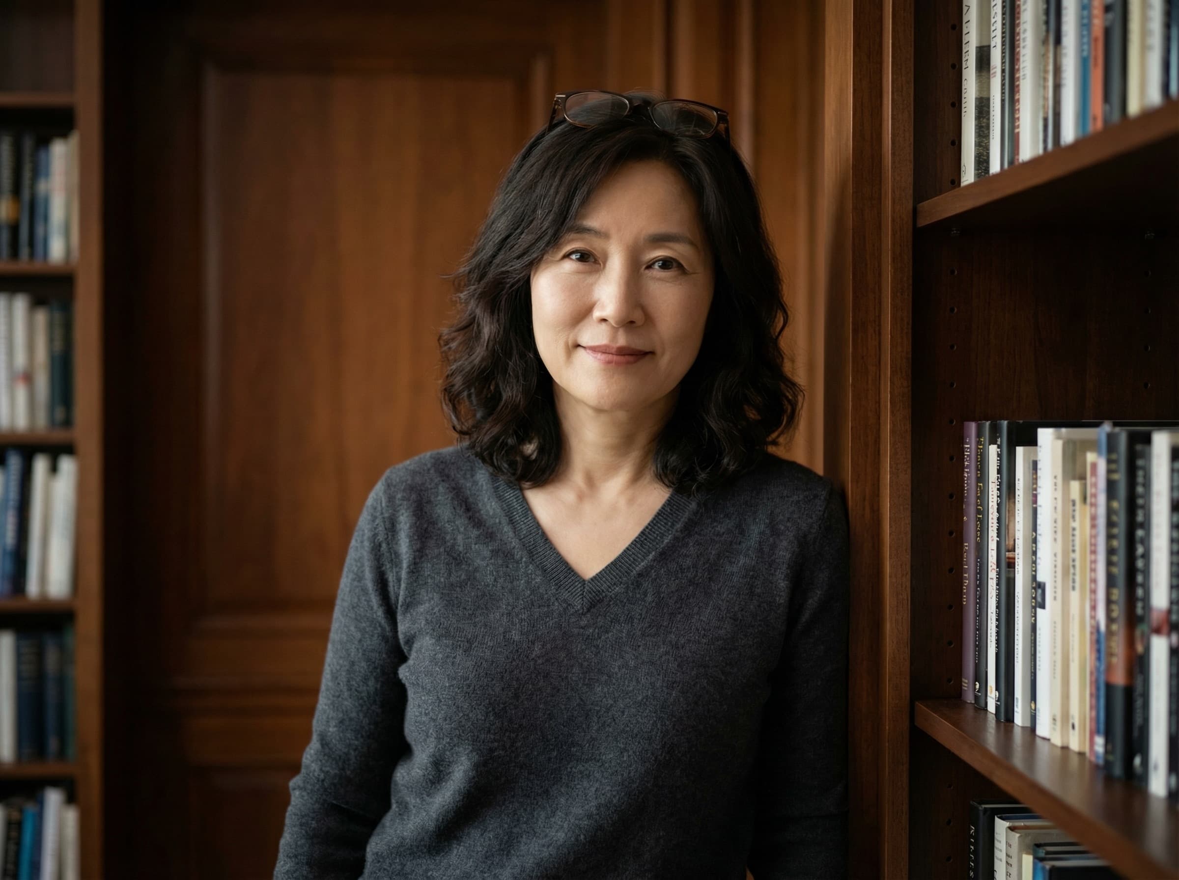 서재에서 지적인 여성