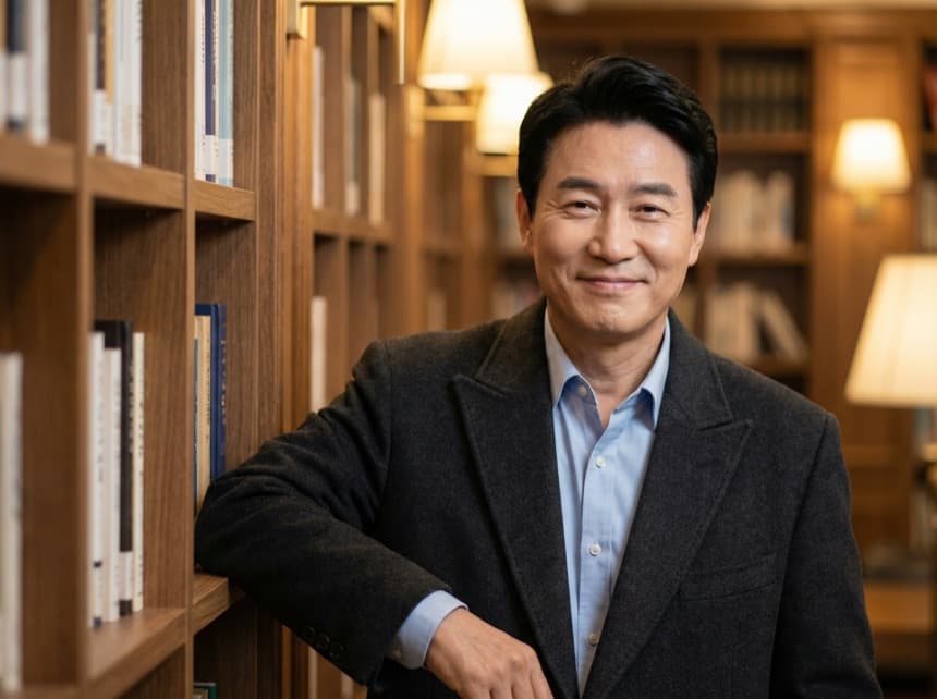 서재에서 여유로운 남성