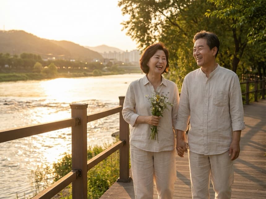 강변을 걷는 커플